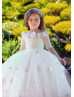 Off Shoulder Ivory Lace Tulle Floor Length Flower Girl Dress